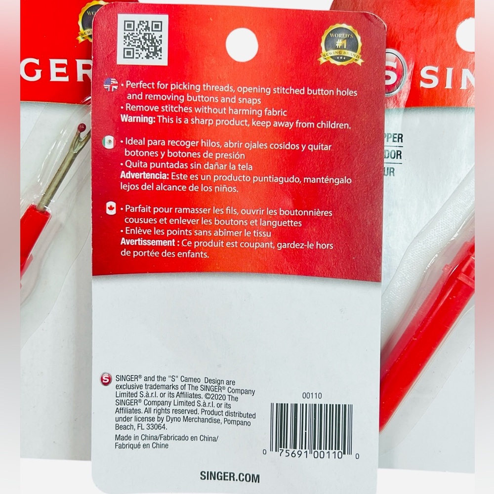 Singer Seam Ripper 4” 3- Pack - Picture 3 of 9